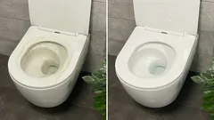 水500mlに錠剤2錠入れるだけで、どんなに古いトイレでも新品のようにピカピカになります。